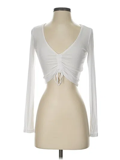 Pre-owned Sunday Best Long Sleeve Top White Plunge Neckline Tops