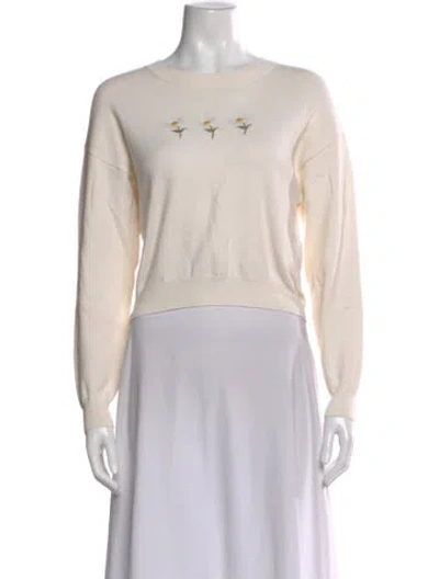 Pre-owned Sunday Best Merino Wool Floral Print Sweater In Neutral