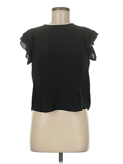 Pre-owned Sunday Best Short Sleeve Top Black Ruffles Neckline Tops