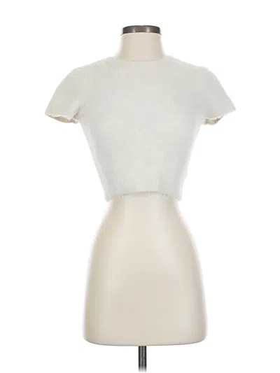 Pre-owned Sunday Best Short Sleeve Top Ivory Keyhole Neckline Tops In White