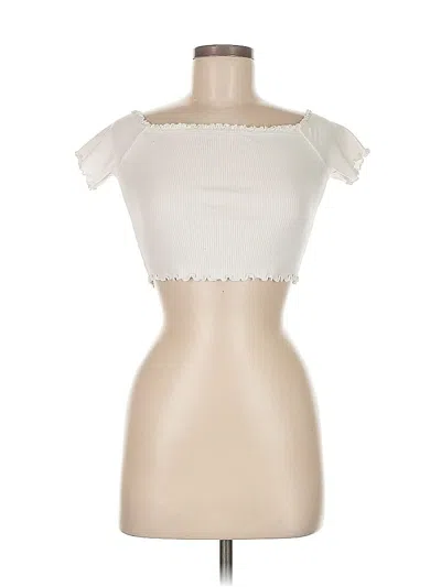 Pre-owned Sunday Best Short Sleeve Top Ivory Sweetheart Neckline Tops In White