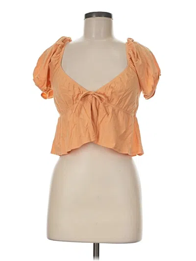 Pre-owned Sunday Best Short Sleeve Top Orange Sweetheart Neckline Tops