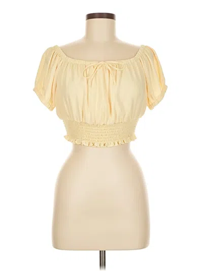 Pre-owned Sunday Best Short Sleeve Top Yellow Strapless Neckline Tops