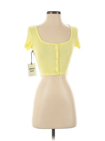 Pre-owned Sunday Best Short Sleeve Top Yellow Sweetheart Neckline Tops