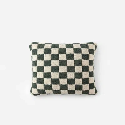 Sunday Citizen Checkerboard Mini Pillow In Moss,sahara Tan Checkered