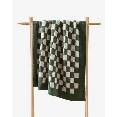 Sunday Citizen Checkerboard Throw In Moss,sahara Tan Checkered
