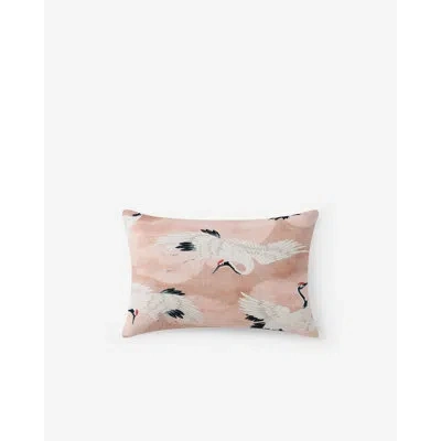 Sunday Citizen Crane In The Clouds Small Lumbar Pillow In Pink Sand