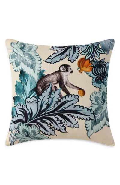 Sunday Citizen Damasc Monkey Throw Pillow In Blue