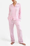 Sunday Citizen Gender Inclusive Piped Cotton Blend Pajamas In Pink