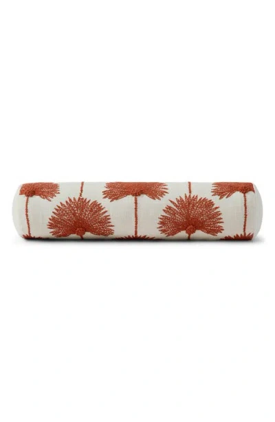 Sunday Citizen Palm Leaf Embroidered Cotton Bolster Pillow In Multi
