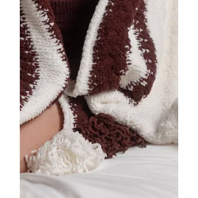 Sunday Citizen Snug Braided Two-stripes Throw In Off White,midnight