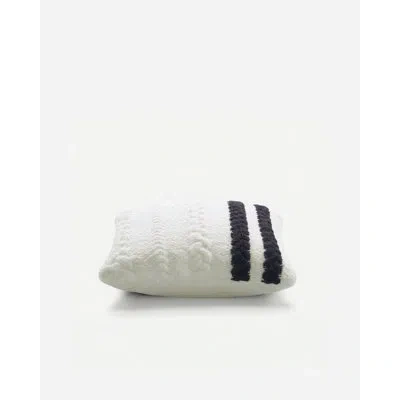 Sunday Citizen Snug Braided Two-stripes Throw Pillow In Off White,midnight
