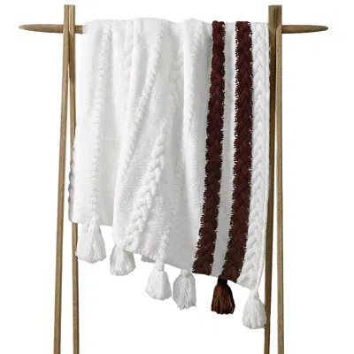 Sunday Citizen Striped Snug Braided Throw In White