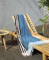 Sunday Citizen Striped Turkish Cotton Beach Towel, 39" X 70" In Blue