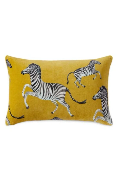 Sunday Citizen Velvet Watercolor Zebra Small Lumbar Pillow In Gold