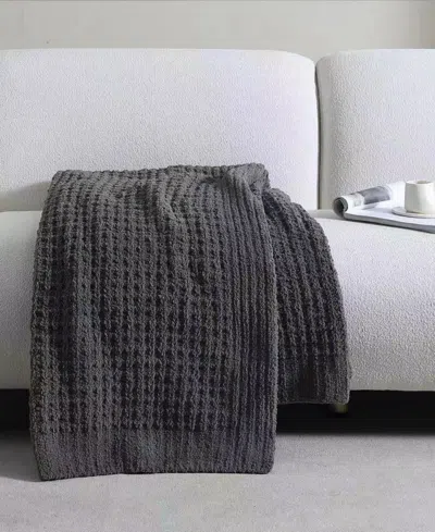 Sunday Citizen Waffle Snug Throw, 52" X 75" In Granite