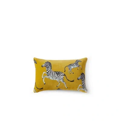 Sunday Citizen Watercolor Zebra Small Lumbar Pillow In Gold