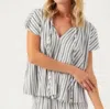 Sundays Clara Stripe V-neck Top In Ash Stripe