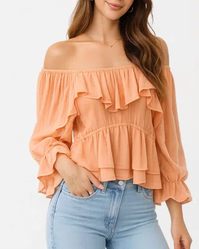 Sunday Edition Alden Ruffle Blouse In Apricot In Pink