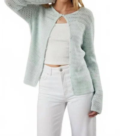 Sunday Edition Alessia Open Weave Button Cardigan In Aqua In Blue