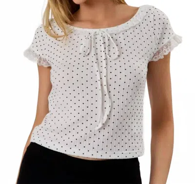 Sunday Edition Boat Neck Polka Dot Top In White