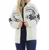 Sunday Edition Button Down Nordic Pattern Sweater Cardigan In White Multi In Multi