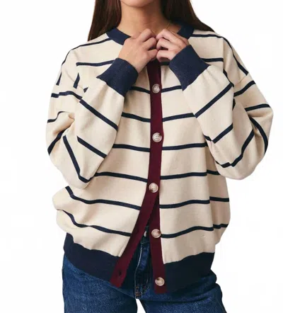 Sunday Edition Color Block Button Down Sweater In Beige Multi