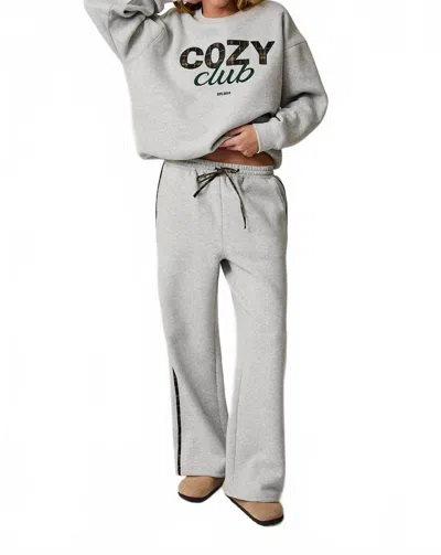 Sunday Edition Cozy Club Embroidered Sweatshirt & Sweatpants Set In Heather Grey In Gray