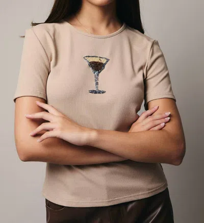 Sunday Edition Espresso Beaded Top In Brown In Nude