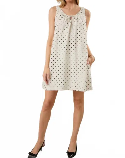 Sunday Edition Gemma U-neck Mini Dress In Oatmeal/black Dot In White