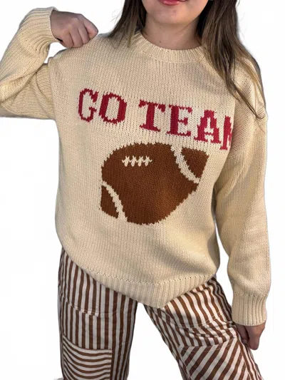 Sunday Edition Go Team Football Graphic Sweater In Cream In White