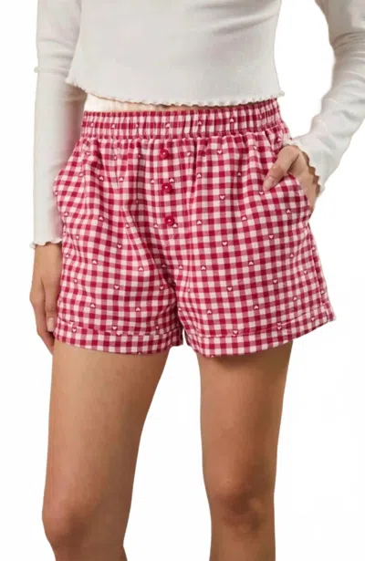 Sunday Edition Heart Gingham Shorts In Red