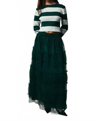 Sunday Edition Holly Tiered Midi Skirt In Green In Blue
