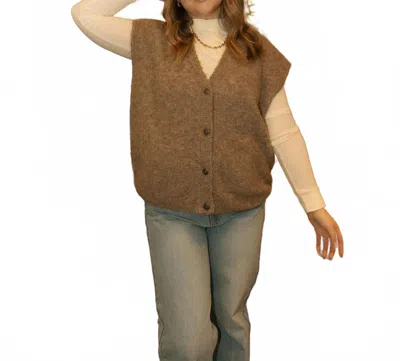 Sunday Edition Kaycie Button Sweater Top In Mocha In Brown