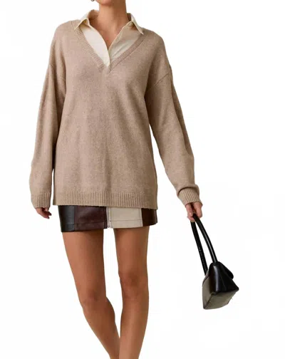 Sunday Edition Layered Pull Over Sweater Top In Beige In Neutral