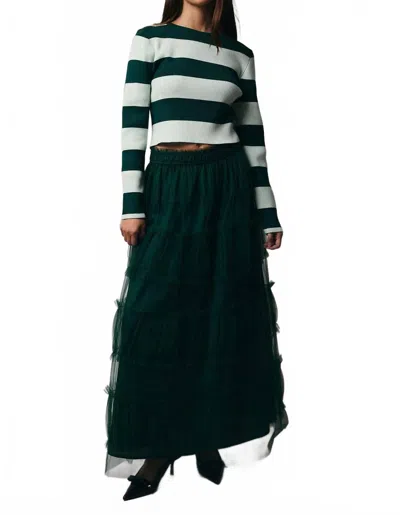 Sunday Edition Molly Striped Sweater In Green Stripe In Black