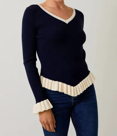 Sunday Edition Ribbed Knit Sweater In Navy-white In Black