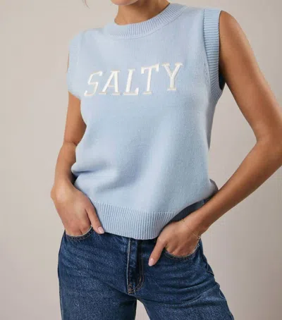 Sunday Edition Salty Sleeveless Knit Sweater Vest In Lt Blue In Multi