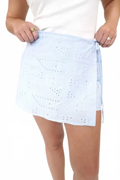 Sunday Edition Serena Eyelet Wrap Skort In Light Blue