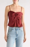 Sunday Edition Twist Front Satin Camisole In Burgundy