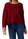 Sunday Edition Winnie Boat Neck Contrast Trim Sweater In Berry Red In Red