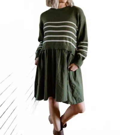 Sunday Edition Women's Celeste Striped Sweater Dress In Olive/cream In Green