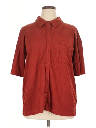 Pre-owned Sunday In Brooklyn 3/4 Sleeve Button Down Shirt In Red