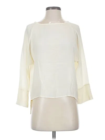 Pre-owned Sunday In Brooklyn 3/4 Sleeve Silk Top Ivory Boatneck Tops In White