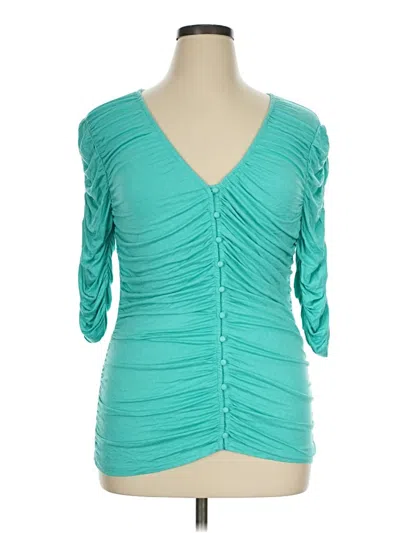 Pre-owned Sunday In Brooklyn 3/4 Sleeve Top Teal Sweetheart Neckline Tops