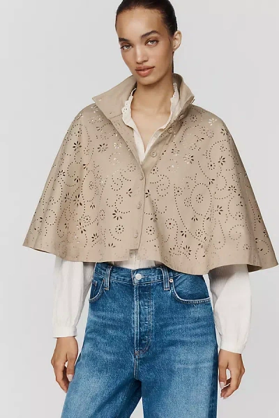 Sunday In Brooklyn Eyelet Trench Cape In Brown