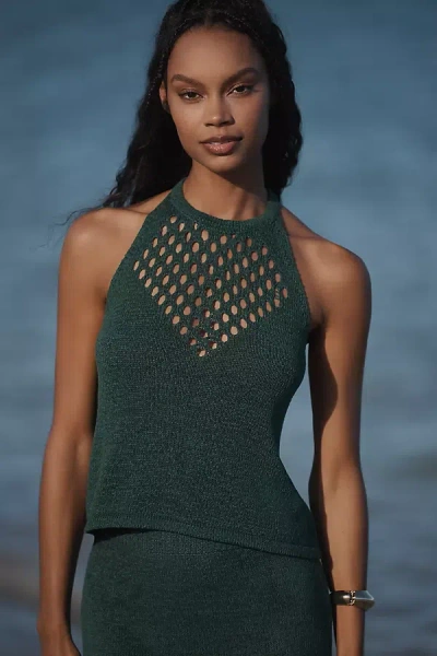 Sunday In Brooklyn Knit Halter Top In Green