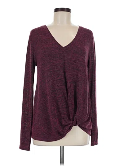 Pre-owned Sunday In Brooklyn Long Sleeve Top Burgundy V-neck Tops