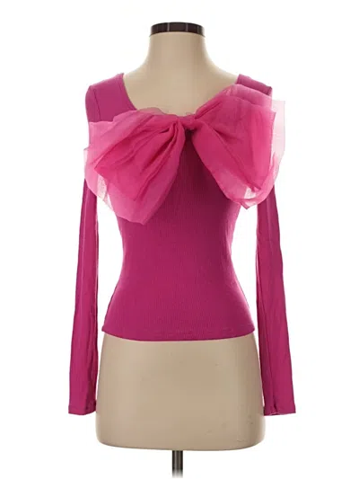 Pre-owned Sunday In Brooklyn Long Sleeve Top Pink Sweetheart Neckline Tops