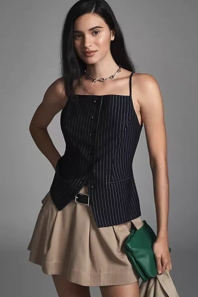 Sunday In Brooklyn Ponte Apron Vest Top In Blue